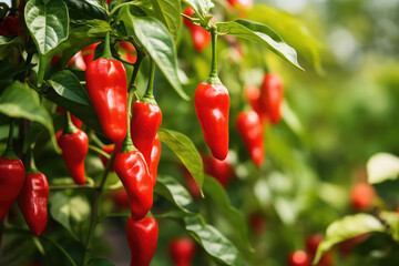 red chili in orchard on background