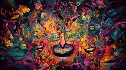 psychedelic halloween monsters generative art