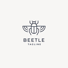 Premium beetle logo icon design template monoline vector