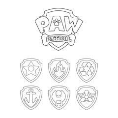 Paw patrol set icons, logo, cartoon  - obrazy, fototapety, plakaty