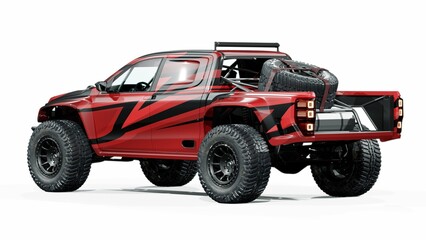 Naklejka premium 3D rendering of a brand-less generic pickup truck