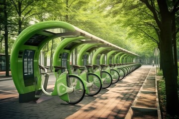 bicycle-sharing program with a network of conveniently located stations, promoting eco-friendly and healthy urban mobility - generative AI