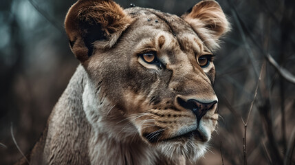 Power as a lioness reigns supreme in her natural habitat, exuding an aura of majesty and authority. 