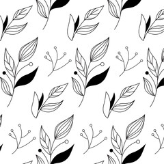 leaves botanical line pattern monochromatic
