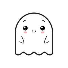 Cute friendly ghost. Illustration on transparent background