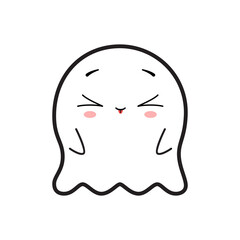 Cute friendly ghost. Illustration on transparent background