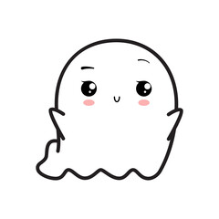 Cute friendly ghost. Illustration on transparent background