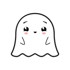 Cute friendly ghost. Illustration on transparent background