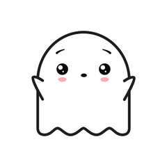 Cute friendly ghost. Vector illustration isolated on white background