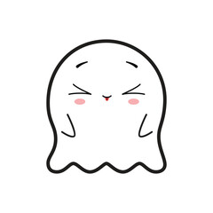 Cute friendly ghost. Vector illustration isolated on white background