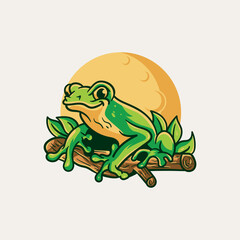 Adventure frog mascot logo design vector illustration.
