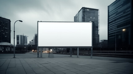Big billboard standing in the city. white advertising field for advertising. Mockup billboard, - obrazy, fototapety, plakaty