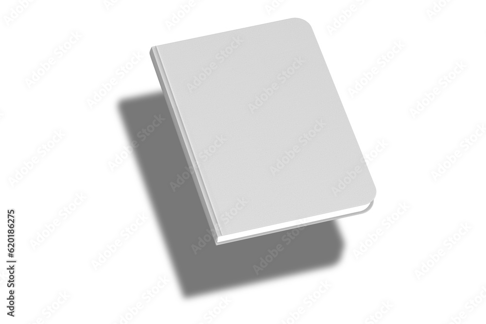 Poster blank notebook, sketch book or diary mockup isolated on white background. 3d rendering.