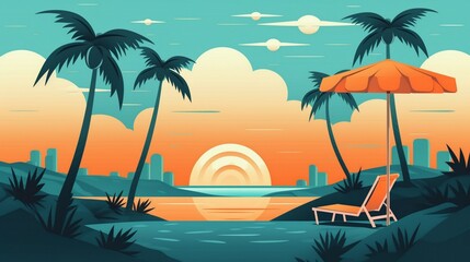 Summer outdoor recreation near the water, illustration, generated by AI