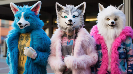 Group of furries people wist furry costumes