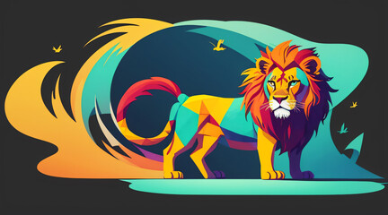 Lion vector t-shirt, generative ai.
