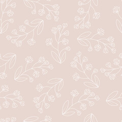 Seamless pattern of leaves and plants. Simple background for prints, textures, textile wallpapers and creative design