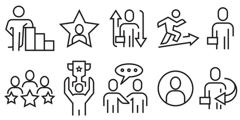 Icon of Business People or owner, employee has goal to get success in company finance. Leader or user profile of workers represent group   corporate office man. Vector collection or set for web app ui