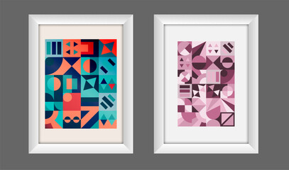 Geometric forms of abstract art of wall design. A painting with a colorful combination of colors, an idea for the interior of a bedroom, office, room, prints and creative design
