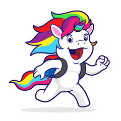 Unicorn Running Cartoon Illustration