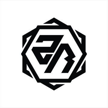 recommend clip art: ZR Logo monogram hexagon shape with geometric abstract outline design template