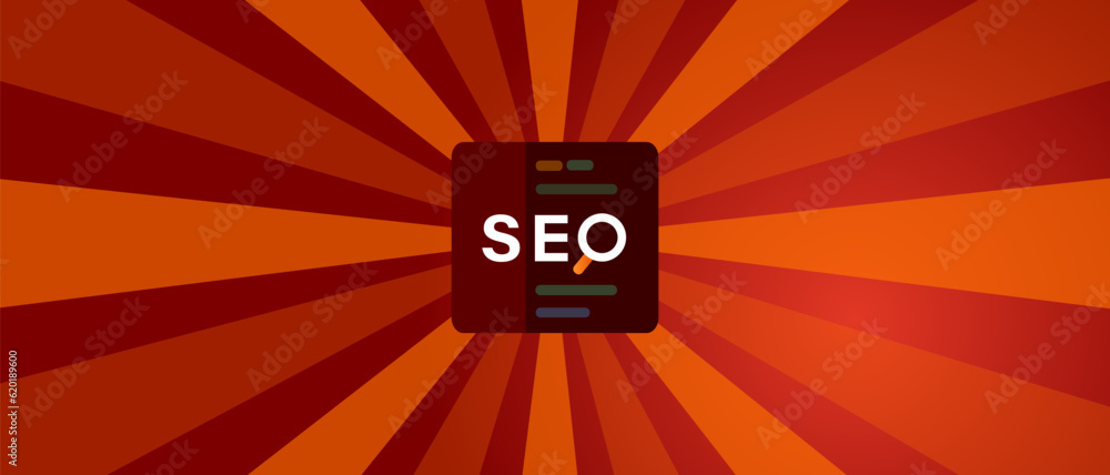 Aufkleber seo search engine optimization icon code programming red background