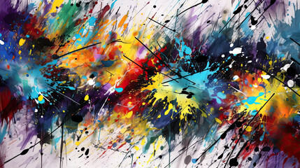Colorful spatter wallpaper on white background with copy space