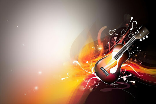 Colorful guitar background with copy space