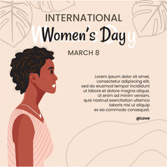 Fototapeta premium Strong and brave girl for International Women's day. Young beautiful African American woman profile portrait.