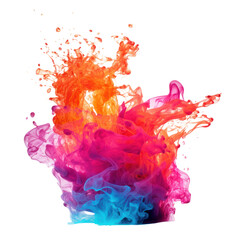 colorful fire splashes isolated on transparent background cutout