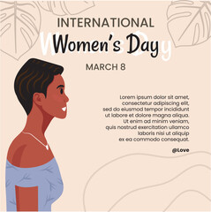 Fototapeta premium Strong and brave girl for International Women's day. Young beautiful African American woman profile portrait.