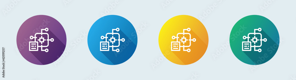 Poster machine learning line icon in flat design style. artificial intelligence signs vector illustration.