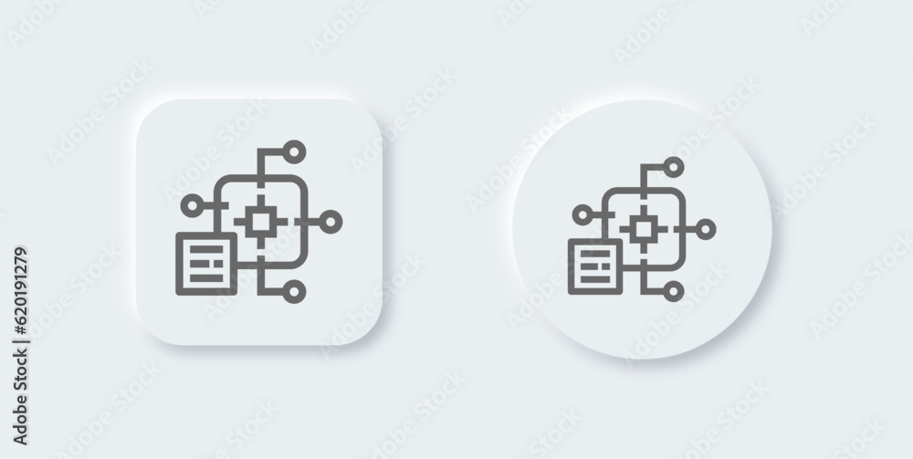 Poster machine learning line icon in neomorphic design style. artificial intelligence signs vector illustra