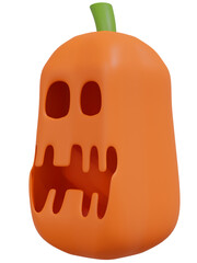 Halloween pumpkin ghost isolated. 3D rendering