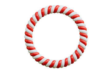 Christmas candy cane red and white striped circle frame. Festive striped candy lollipop pattern