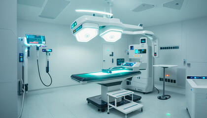  Futuristic operating room at the hospital, Generative AI