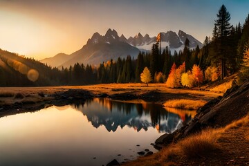 Panorama mountain autumn landscape
