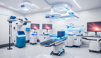 Futuristic operating room at the hospital, Generative AI