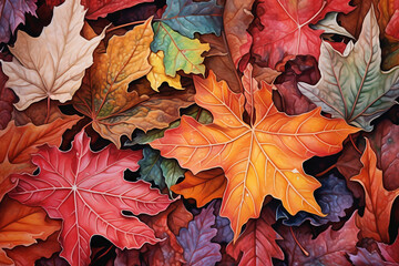 Autumn leaves lying on the floor