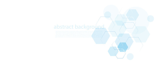 Geometric abstract background with blue hexagons. Structure molecule and communication. Science, technology and medical concept. Vector illustration