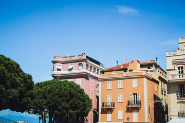 Historic architecture of Monaco on a sunny day