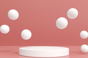 Floating spheres 3d rendering empty space for product show