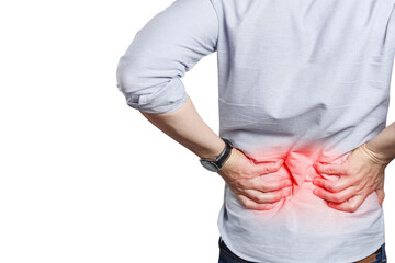 Man suffering from a lower back pain, cut out