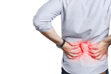 Man suffering from a lower back pain, cut out