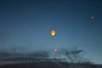 Chinese Lanterns in a Cloudy Sky