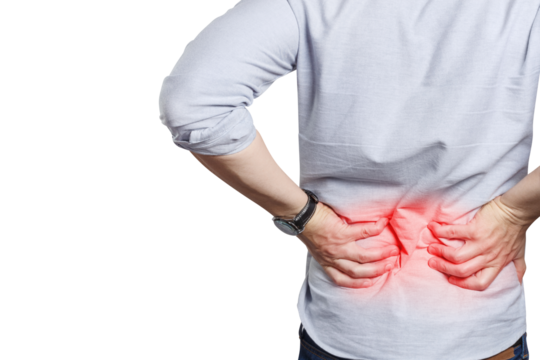 Man suffering from a lower back pain, cut out - Powered by Adobe