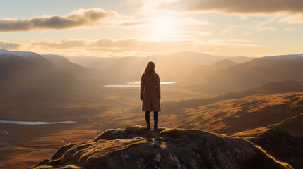 silhouette of a person standing on a rock