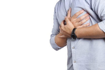 Man having a sudden heart attack, cut out