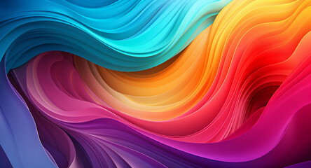 Fototapeta premium Rainbow Colorful Stripes. Colored waves background. Generative Ai