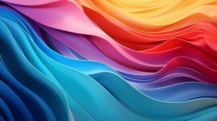 Fototapeta premium Rainbow Colorful Stripes. Colored waves background. Generative Ai